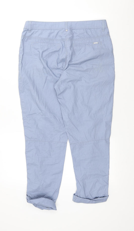 Canda Womens Blue Cotton Trousers Size 8 L24 in Regular