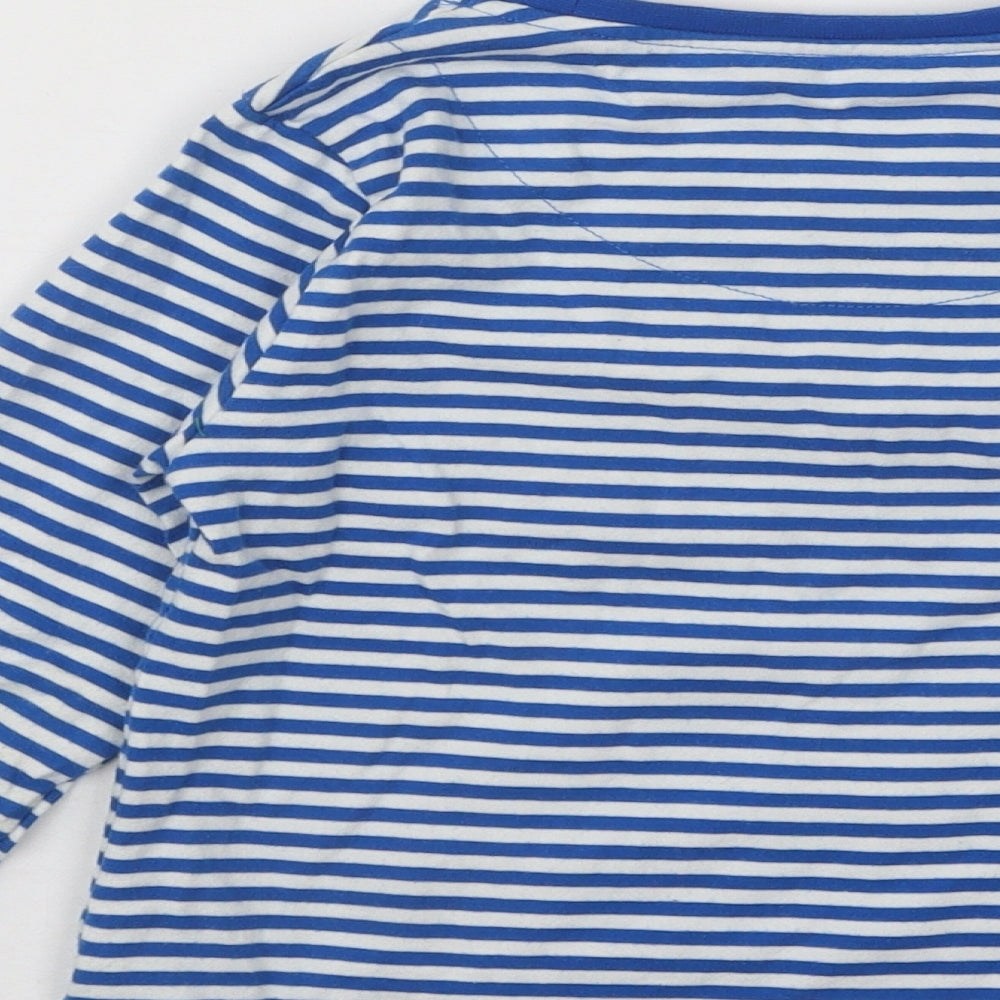 The Light House Boys Blue Striped Cotton Basic T-Shirt Size 5 Years Round Neck Pullover - Tractors