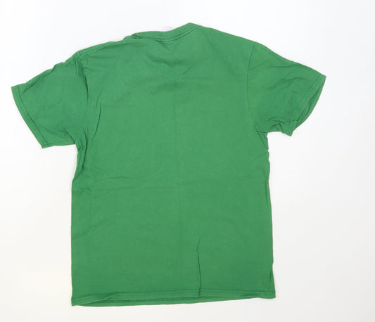 Port & Company Boys Green Cotton Pullover T-Shirt Size 11-12 Years Crew Neck Pullover - Leprechaun