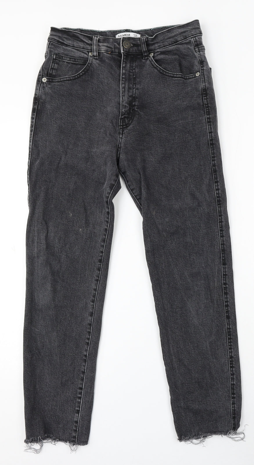 Pull&Bear Womens Grey Cotton Straight Jeans Size 8 L26 in Regular Button