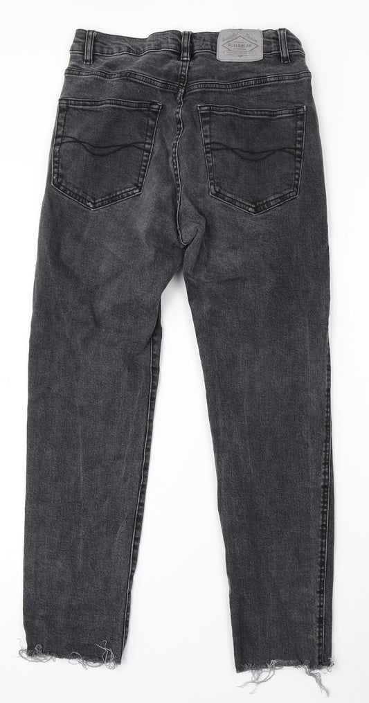 Pull&Bear Womens Grey Cotton Straight Jeans Size 8 L26 in Regular Button