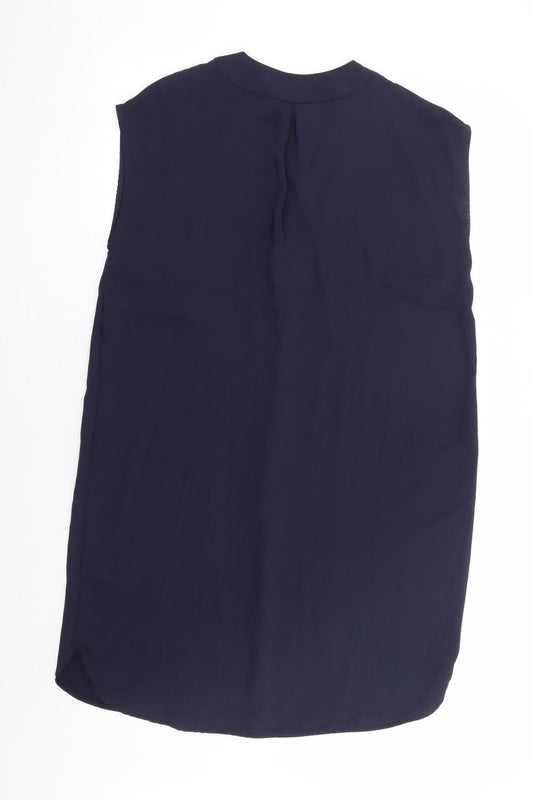H&M Womens Blue Polyester Shift Size 10 V-Neck Pullover