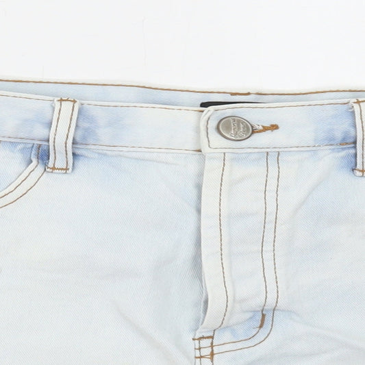 Exhibit Womens Blue Cotton Hot Pants Shorts Size 12 Regular Button