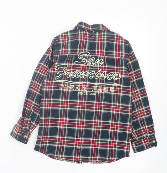 Primark Boys Blue Plaid Cotton Basic Button-Up Size 5-6 Years Collared Button - San Francisco