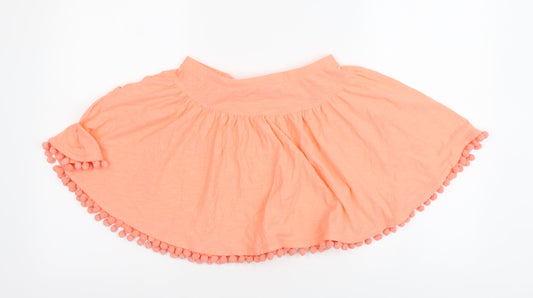 I Love Girlswear Girls Orange Cotton Pleated Skirt Size 11 Years Regular Button