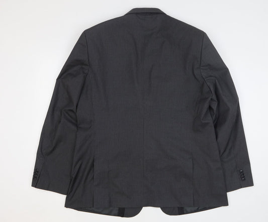 F&F Mens Grey Striped Polyester Jacket Suit Jacket Size 46