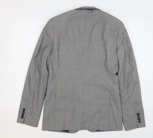 Topman Mens Grey Wool Jacket Suit Jacket Size 36