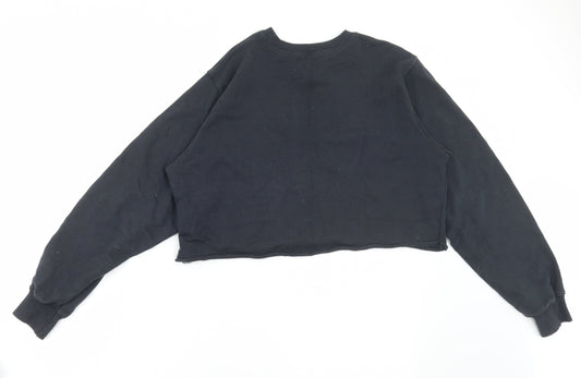 Pull&Bear Womens Blue Cotton Pullover Sweatshirt Size XS Pullover - Cropped, Ocean Port