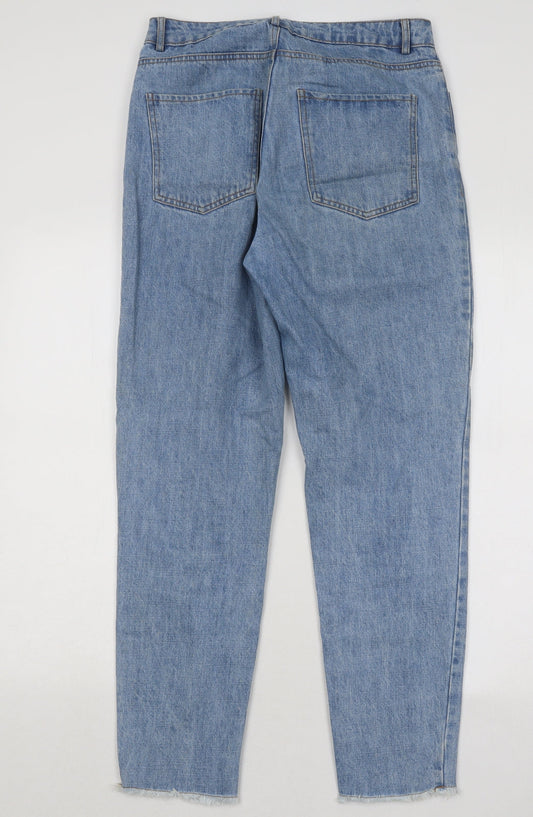 Daphnea Womens Blue Cotton Straight Jeans Size S L28 in Regular Zip
