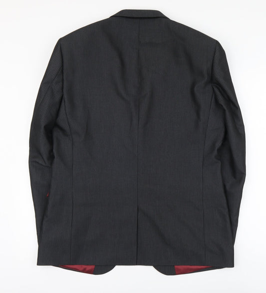 NEXT Mens Grey Striped Polyester Jacket Suit Jacket Size M