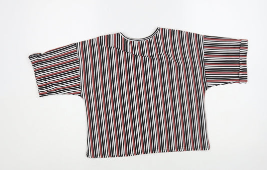 River Island Girls Multicoloured Striped Polyester Pullover T-Shirt Size 9-10 Years Crew Neck Pullover
