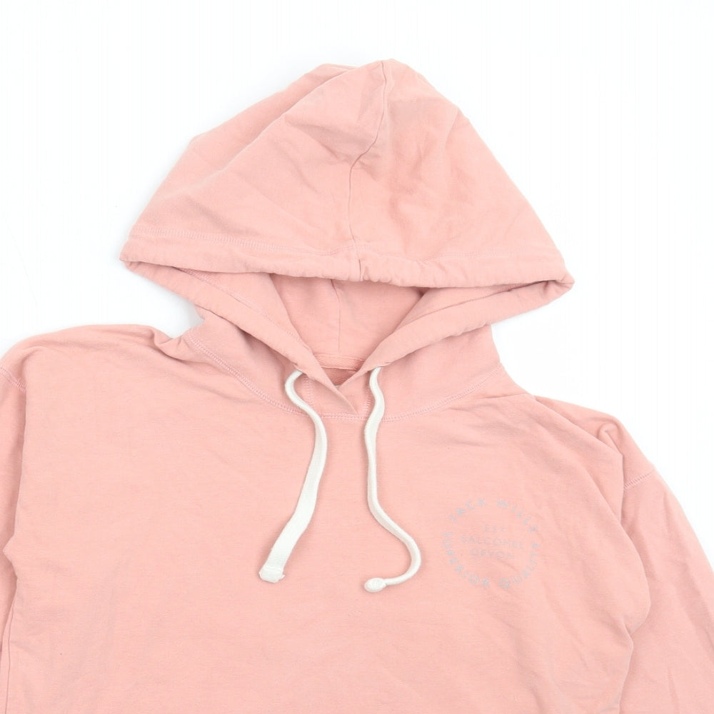 Jack Wills Womens Pink Cotton Pullover Hoodie Size 6 Pullover