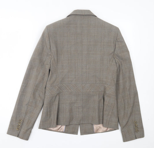 NEXT Womens Grey Plaid Jacket Blazer Size 12 Button