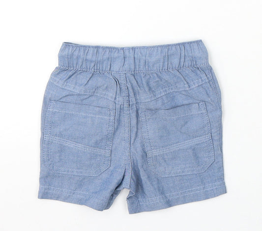 F&F Boys Blue Cotton Cropped Trousers Size 12-18 Months Drawstring - Shorts