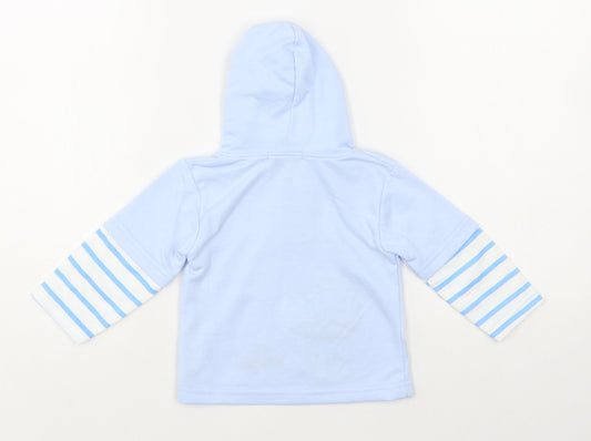 Baby C Baby Blue Striped Cotton Pullover Jumper Size 6-9 Months Button - Lion