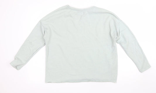 Pull&Bear Womens Green Cotton Pullover Sweatshirt Size S Pullover