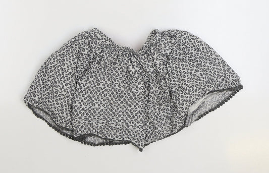 NEXT Girls Grey Geometric Polyester Skater Skirt Size 4-5 Years Regular Pull On