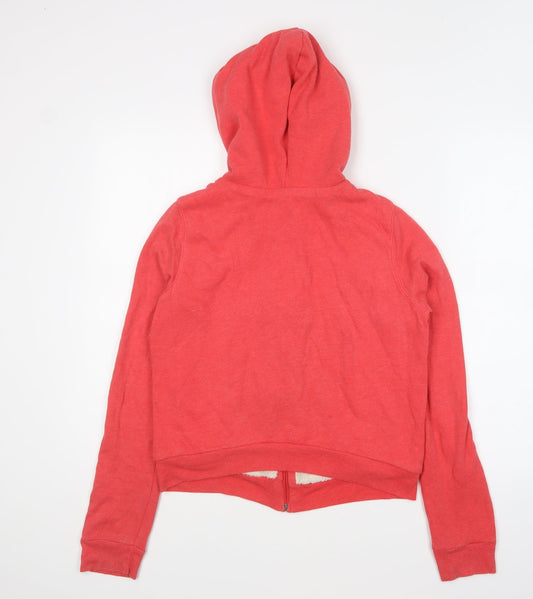 Hollister Womens Red Cotton Full Zip Hoodie Size S Zip