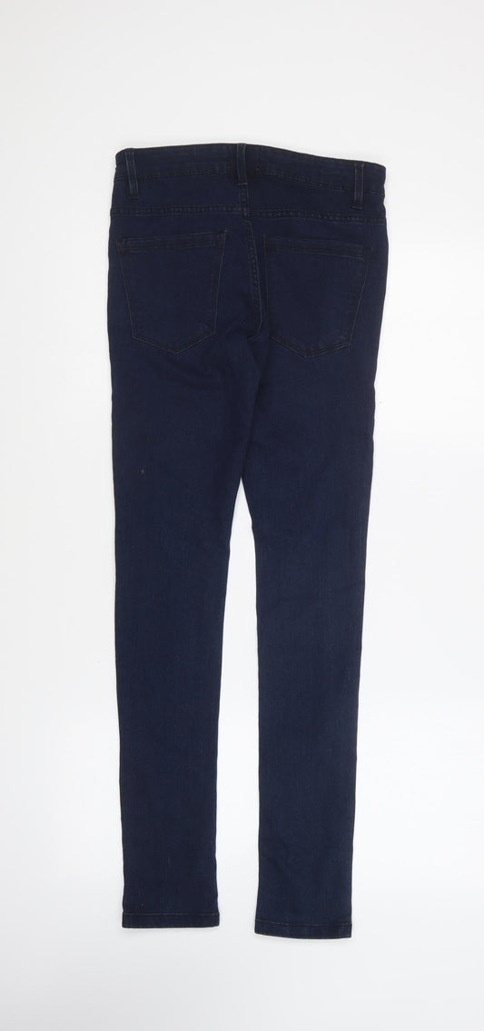 Pull&Bear Womens Blue Acrylic Skinny Jeans Size 8 L29 in Regular Button