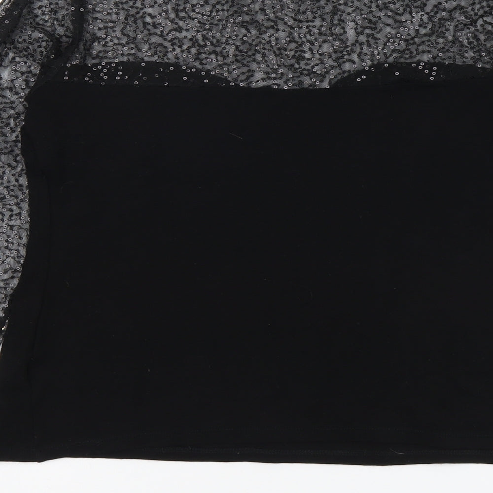 Wallis Womens Black Viscose Basic Blouse Size 10 Round Neck