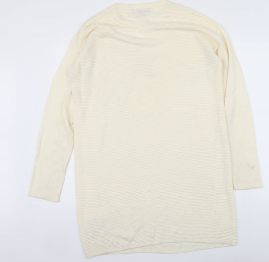 Amisu Womens Ivory Round Neck Acrylic Tunic Jumper Size M