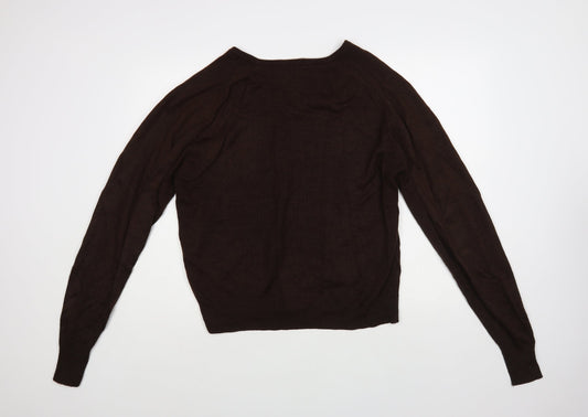 Slazenger Womens Brown V-Neck Acrylic Pullover Jumper Size XL