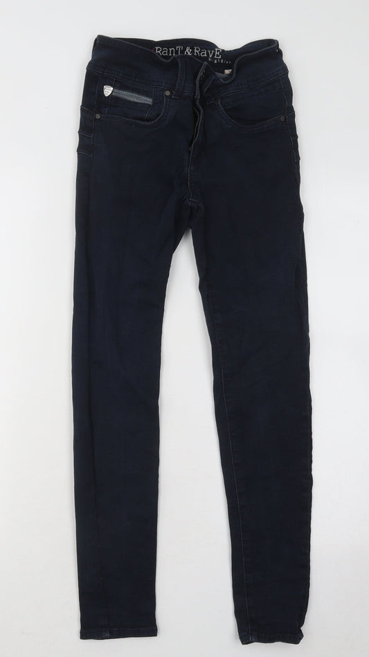Rant & Rave Womens Blue Cotton Skinny Jeans Size 10 L25 in Regular Button