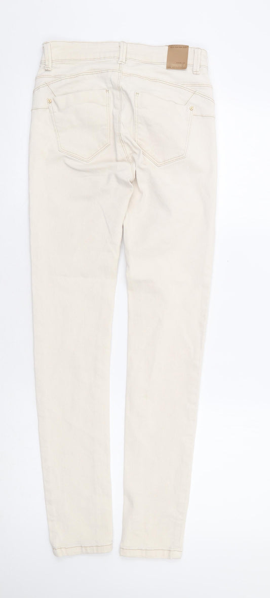 Stradavarius Womens Ivory Cotton Skinny Jeans Size 8 L30 in Regular Zip