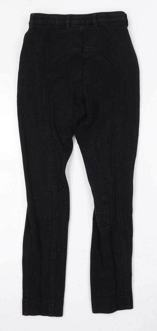 Gallop Womens Black Cotton Jogger Trousers Size 26 in L28 in Regular Button - Jodhpurs/horse riding