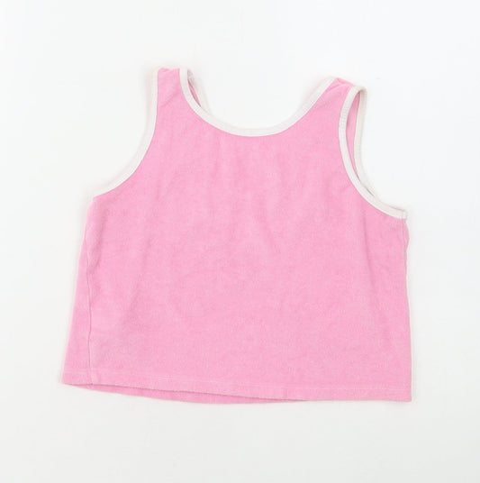 Primark Girls Pink Cotton Basic Tank Size 9-10 Years Round Neck Pullover - Aloha