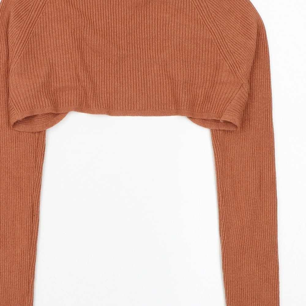 New Look Womens Brown V-Neck Polyester Shrug Jumper Size M
