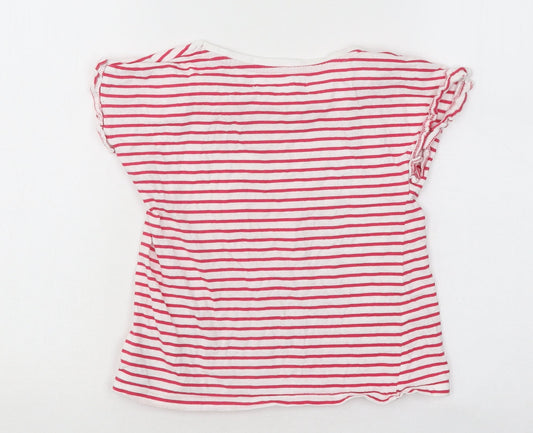 Minoti Girls Pink Striped Cotton Basic T-Shirt Size 6-7 Years Round Neck Pullover - Bonjour