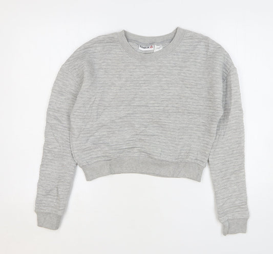 Reebok Womens Grey Cotton Pullover Sweatshirt Size 4 Pullover