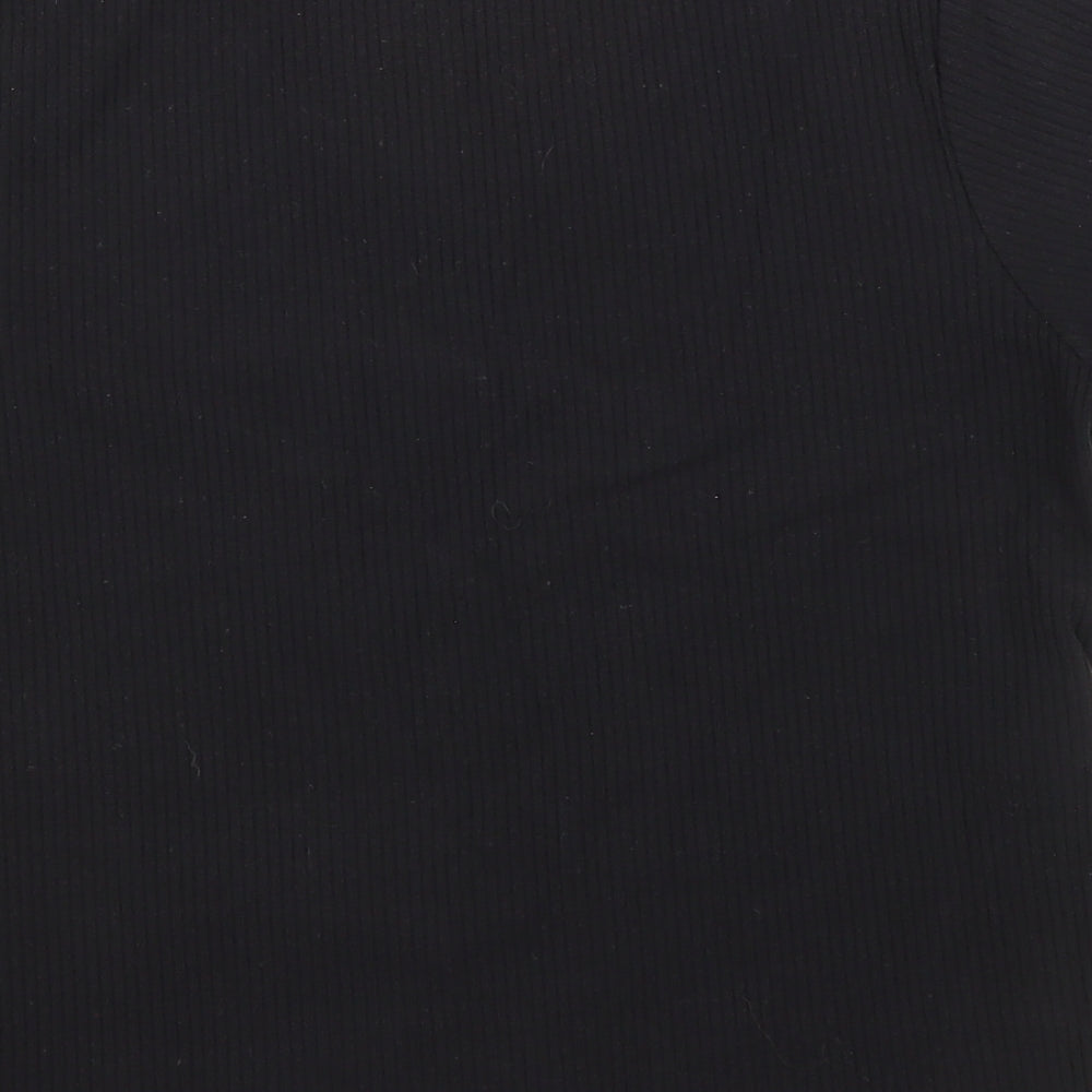 Bonmarché Womens Black Cotton Basic T-Shirt Size L Scoop Neck