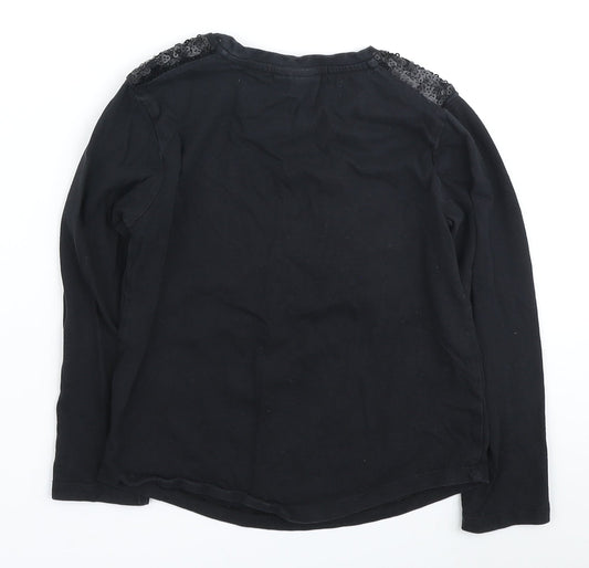 I love Girlswear Girls Black Cotton Basic Casual Size 8 Years Round Neck - Sequin detail
