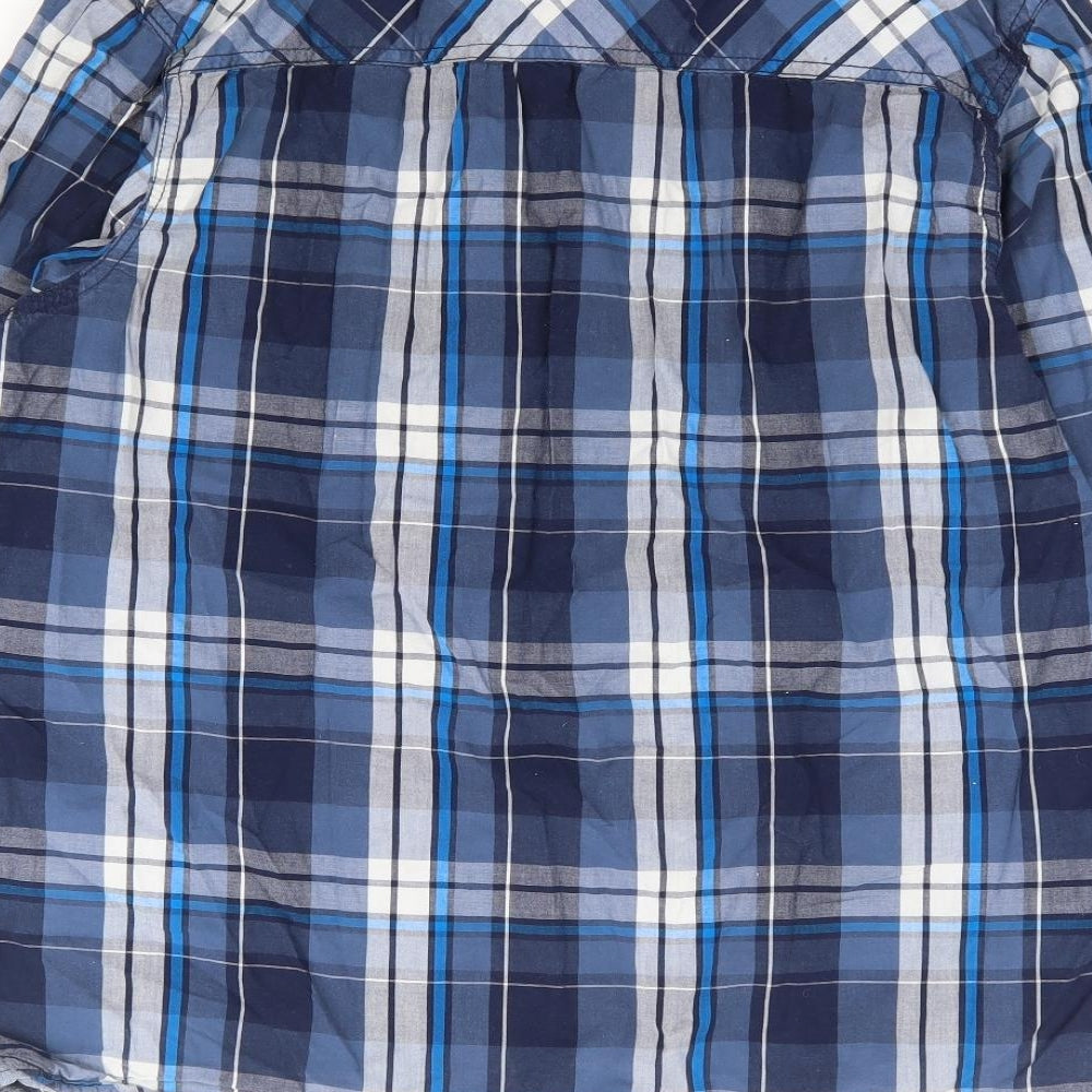 Lee Cooper Mens Blue Plaid Cotton Button-Up Size M Collared Button