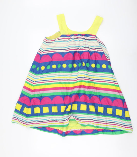 United Colors of Benetton Womens Multicoloured Striped Cotton A-Line Size XS Round Neck Pullover