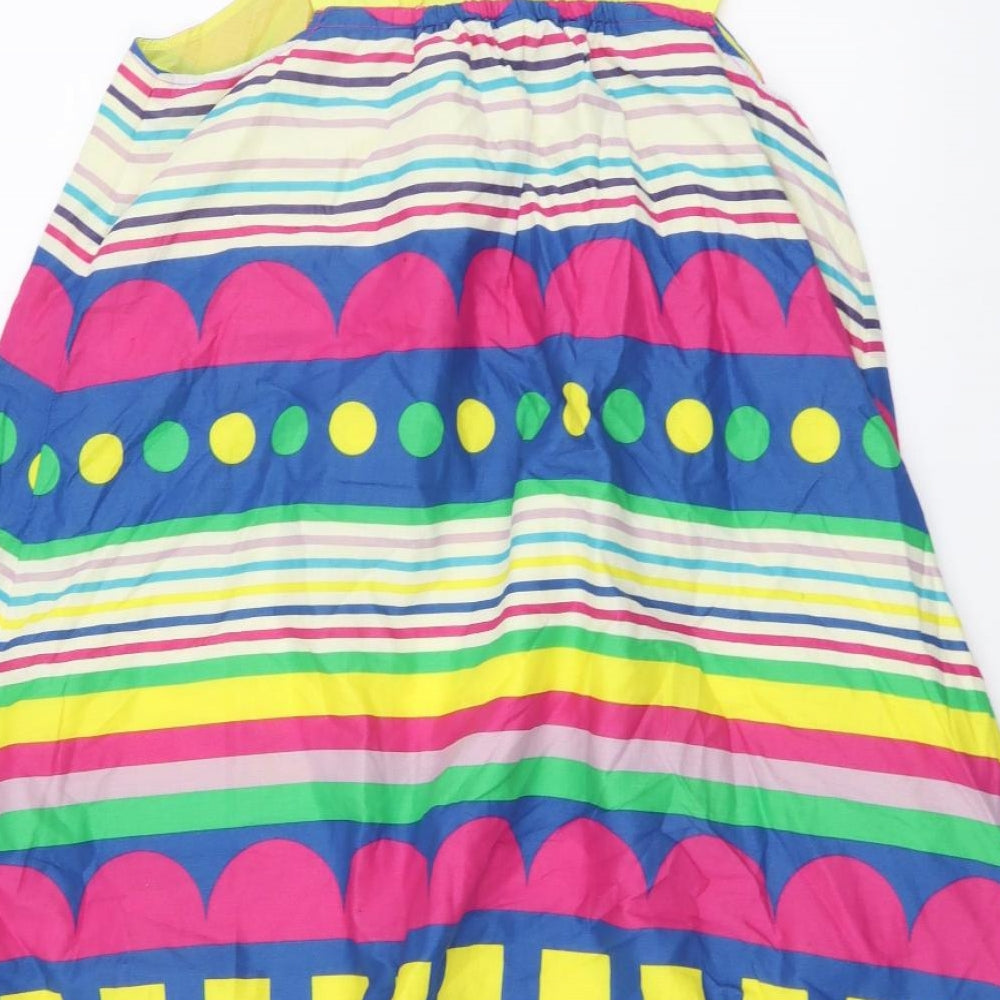 United Colors of Benetton Womens Multicoloured Striped Cotton A-Line Size XS Round Neck Pullover