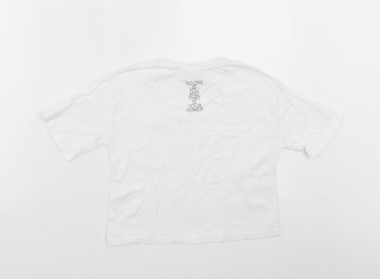 Miss Evie Girls White Cotton Basic T-Shirt Size 7-8 Years Crew Neck Pullover - Be True To Yourself