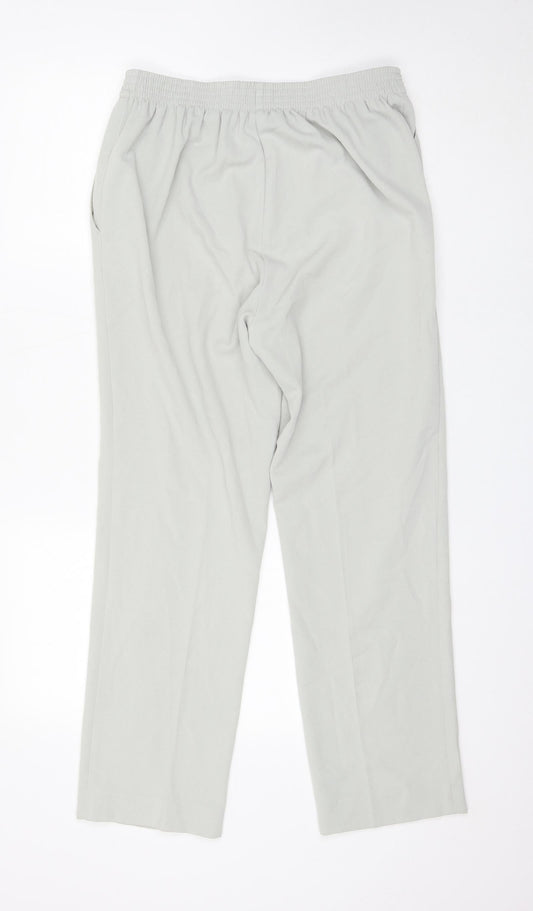 Oscar Womens Grey Polyester Trousers Size 14 L27 in Regular Buckle