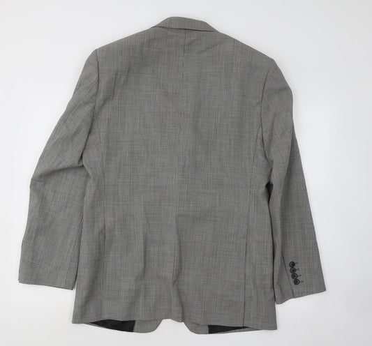 Marks and Spencer Mens Grey Geometric Wool Jacket Suit Jacket Size 40
