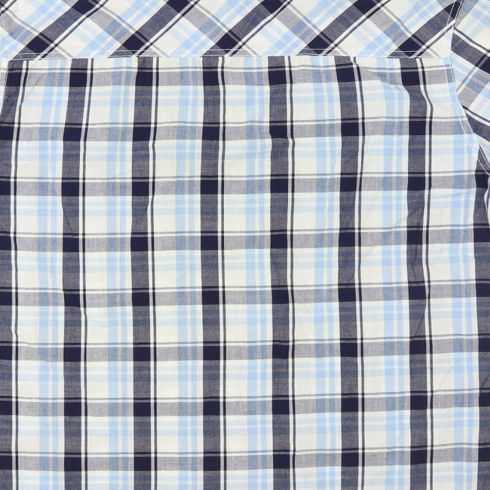 Lee Cooper Mens Blue Plaid Cotton Button-Up Size M Collared Button