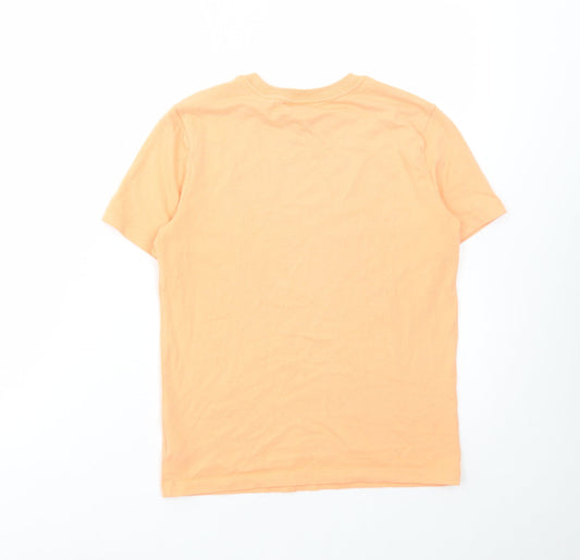 Gap Boys Orange Cotton Basic T-Shirt Size 10-11 Years Round Neck Pullover - Surfing