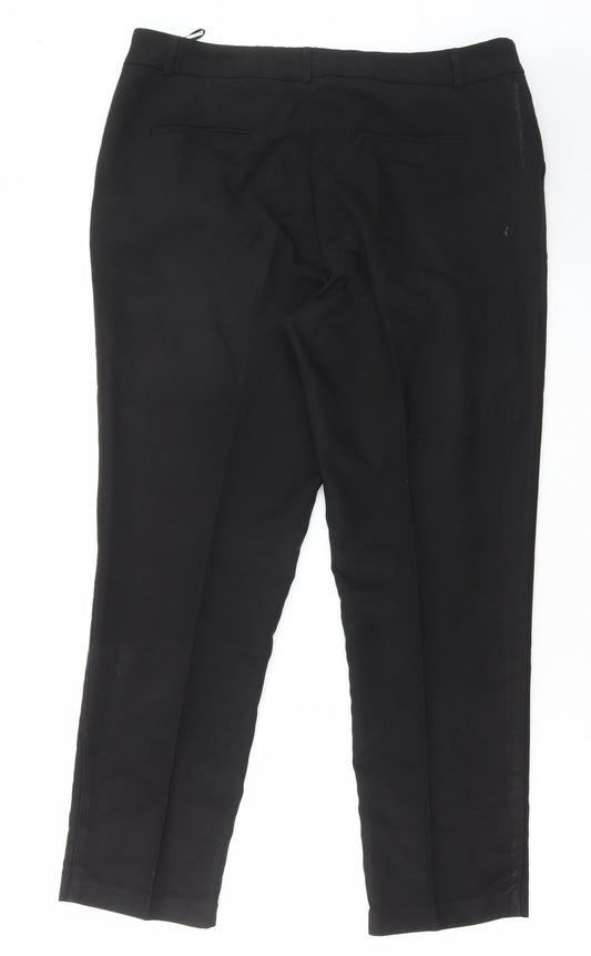 Preworn Womens Black Polyester Trousers Size 36 in L29 in Regular Hook & Eye