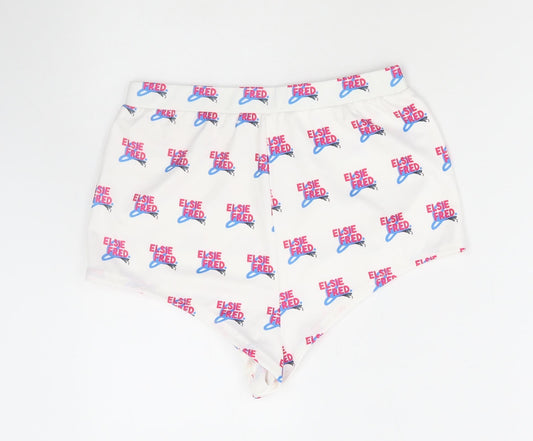 Elsie & Fred Womens White Geometric Polyester Hot Pants Shorts Size S Regular Pull On
