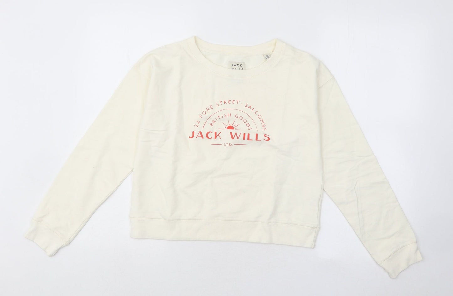 Jack Wills Womens White Cotton Pullover Sweatshirt Size 6 Pullover