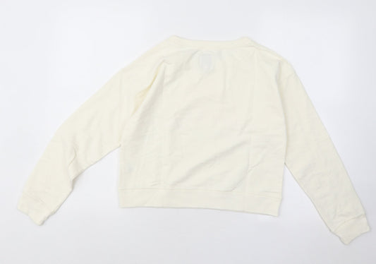 Jack Wills Womens White Cotton Pullover Sweatshirt Size 6 Pullover