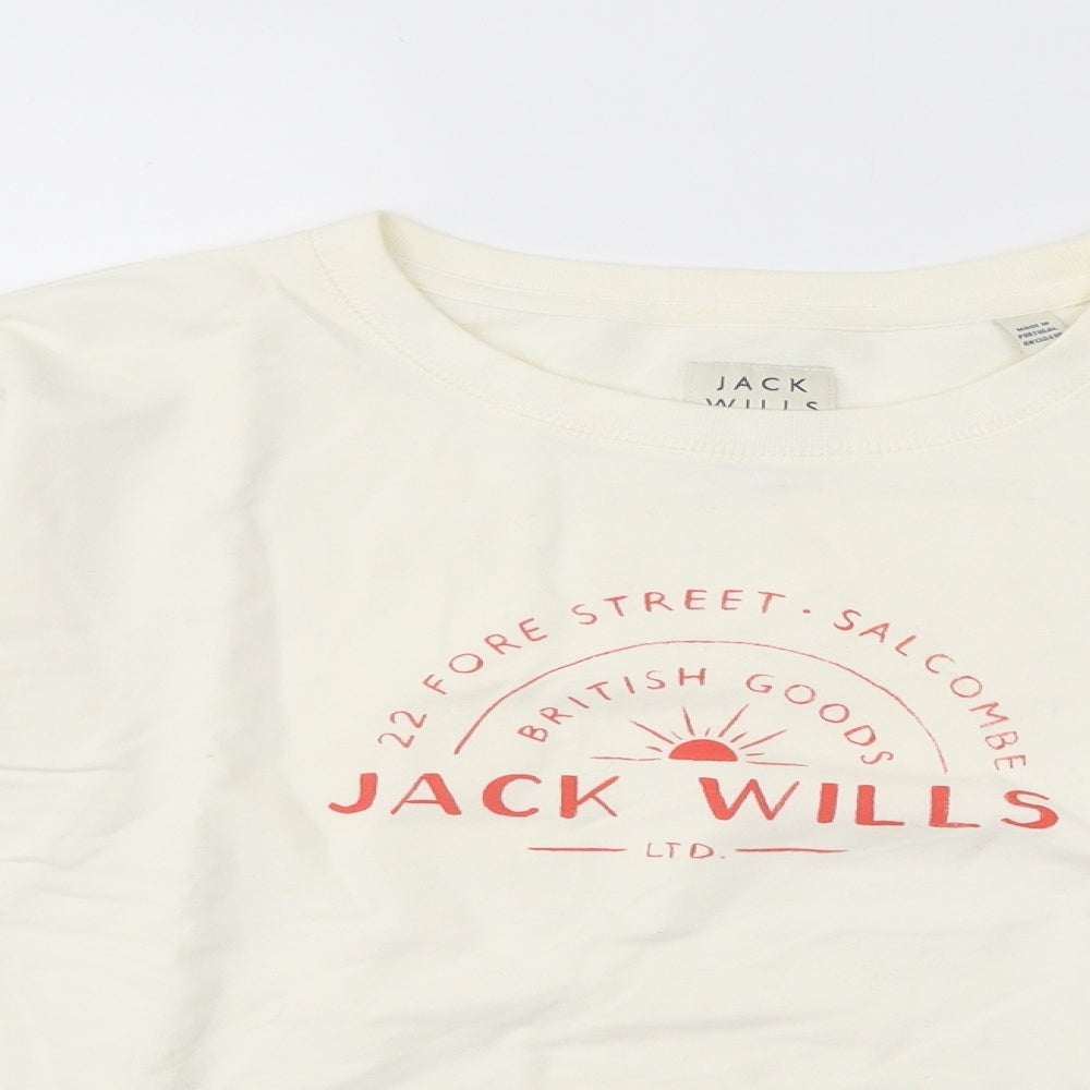 Jack Wills Womens White Cotton Pullover Sweatshirt Size 6 Pullover