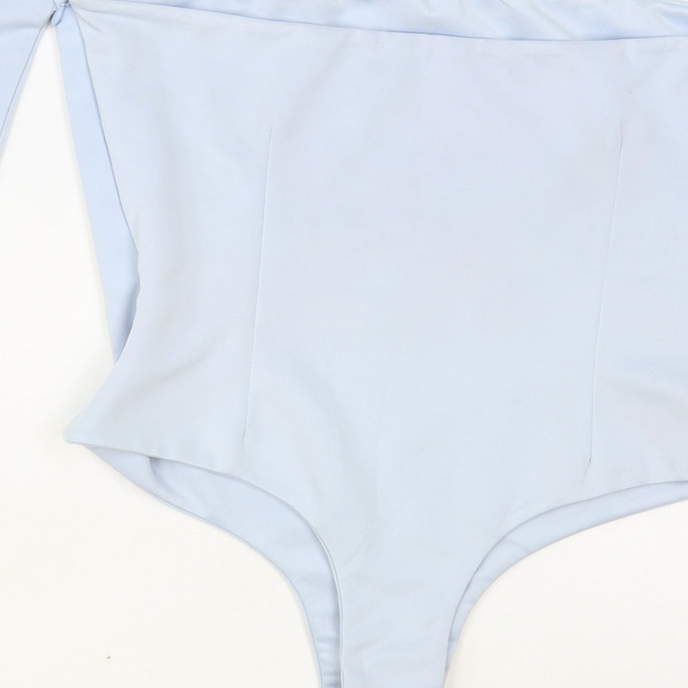 By Egreis Womens Blue Viscose Bodysuit One-Piece Size XS Zip - Scalloped Edging