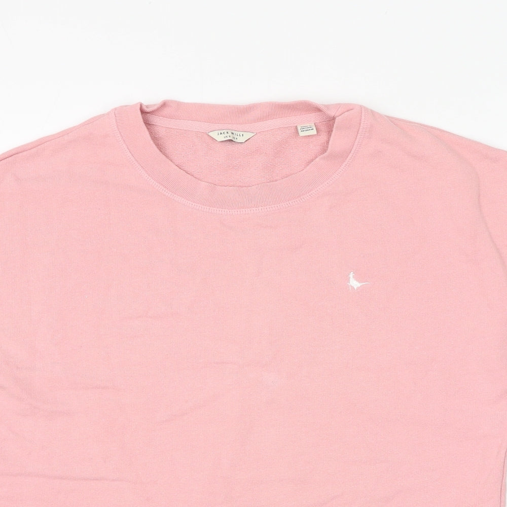 Jack Wills Womens Pink Cotton Pullover Sweatshirt Size 8 Pullover